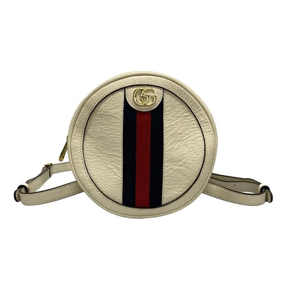 Auth GUCCI Ophidia Mini Backpack 598661 Cream Navy Red Leather Backpack - Picture 1 of 16